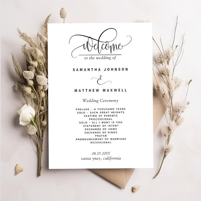 Élégant, Moderne, Programme de Mariage à l'Écritur (Créateur téléchargé)