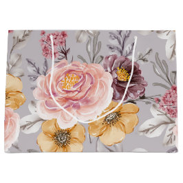 Elegant Moderne rosa Flora Große Geschenktüte