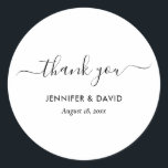 Elegant Moderne Schwarz und Weiß Danke Stickers<br><div class="desc">Elegante,  maßgeschneiderte Schwarz-Weiß Hochzeit danke Ihnen Aufkleber mit einem modernen Script-Schriftart. Matching-Elemente verfügbar.</div>