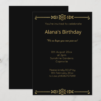 ELEGANT MODERNE SCHWARZE GOLDGRENZE EINLADUNG