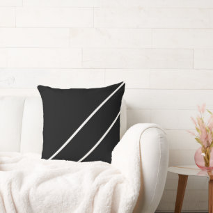 Elegant moderne schwarze weiße diagonale Streifen Kissen
