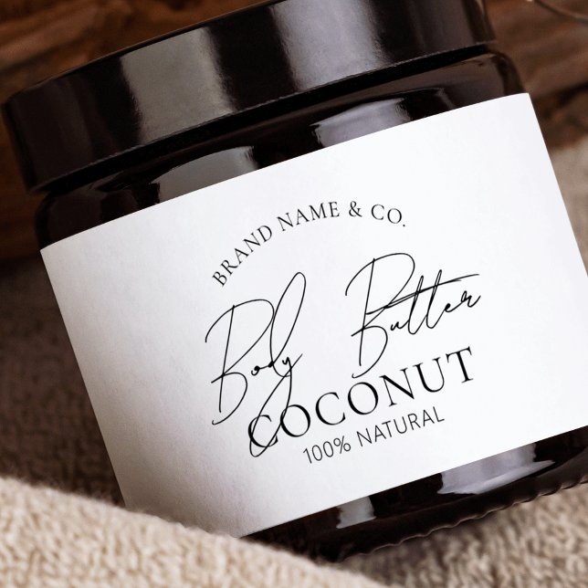Élégant Moderne Simple Beurre Corps Étiquette de b (Minimal cosmetic jar wrap around label, great for body butter, body scrubs, lotions and more)