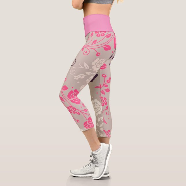 Elegant Moderne Vintag trendy floral Capri Leggings (Links)