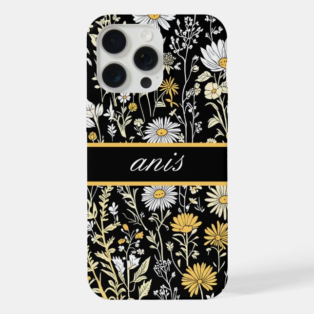 Elegant Moderne Wildblumen monogram iPhone 15 Pro Max Hülle (Rückseite)