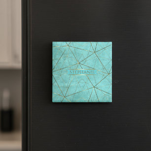 Elegant Modernes Abstraktes Türkis und Gold Magnet