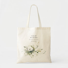 Elegant Modernes Boho Abstrakt grüne weiße Blüte Tragetasche