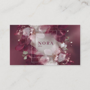 Elegant Modernes, florales Burgund & White Visitenkarte