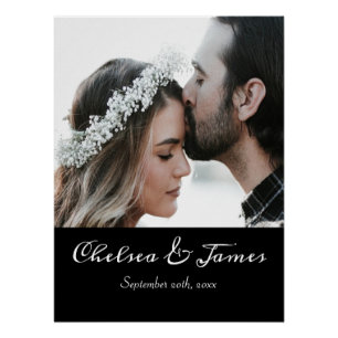 Elegant Modernes Foto Kalligraphie Name Datum Hoch Poster