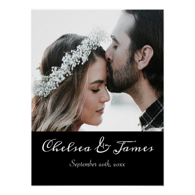 Elegant Modernes Foto Kalligraphie Name Datum Hoch Poster (Vorderseite)