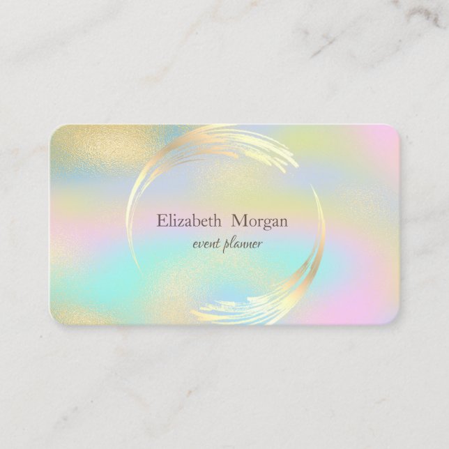 Elegant Modernes Gold Circle farbenfroh holografis Visitenkarte (Vorderseite)