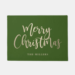 Elegant Modernes Gold & Green Frohe Weihnachten Fußmatte