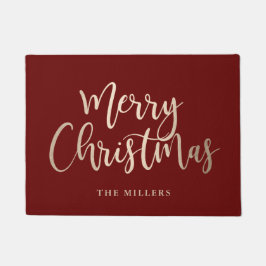 Elegant Modernes Gold & Red Frohe Weihnachten Fußmatte