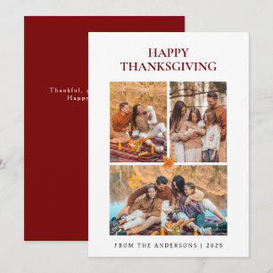 Elegant Modernes Happy Thanksgiving Herbst 3 Foto Feiertagskarte