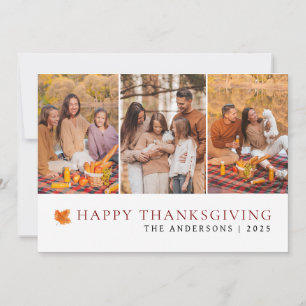 Elegant Modernes Happy Thanksgiving Herbst 3 Foto Feiertagskarte