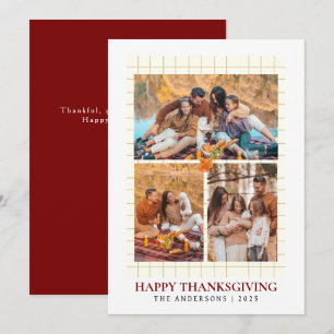 Elegant Modernes Happy Thanksgiving Herbst 3 Foto Feiertagskarte