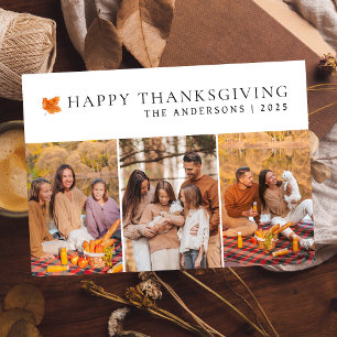 Elegant Modernes Happy Thanksgiving Herbst 3 Foto Feiertagskarte