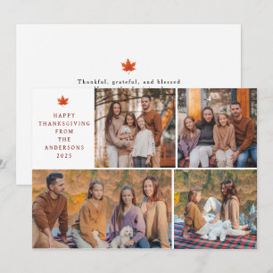 Elegant Modernes Happy Thanksgiving Herbst 4 Foto Feiertagskarte