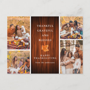 Elegant Modernes Happy Thanksgiving Herbst 4 Foto Feiertagspostkarte