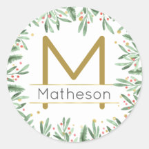 Elegant Modernes Holiday Monogram Red Green und Go