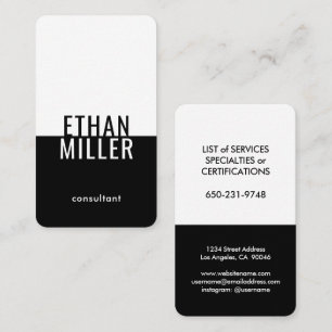 Elegant Modernes Minimalistisches Schwarz und Weiß Visitenkarte