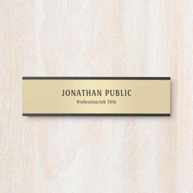 Elegant Modernes Minimalistisches Schwarzes Gold G Türschild (Vorderseite )