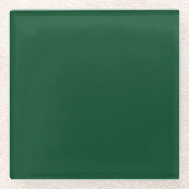 Elegant Modernes Minimalistisches Waldgrün Glasuntersetzer (Vorderseite)