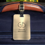Elegant Modernes Monogram Gold Brushed Glam Metal Gepäckanhänger<br><div class="desc">Elegante Mit Monogramm Gold Brushed Metallic Bag Tag</div>