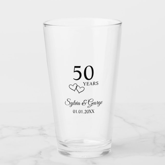 Elegant Modernes Personalisiertes Geschenk zum 50. Glas (Vorderseite)