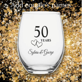 Elegant Modernes Personalisiertes Geschenk zum 50. Weinglas Ohne Stiel
