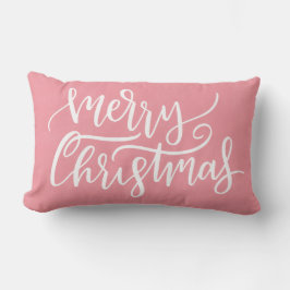 Elegant Modernes Rosa Frohe Weihnachtskalligraphie Lendenkissen