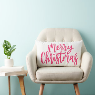 Elegant Modernes Rosa Frohe Weihnachtskalligraphie Lendenkissen