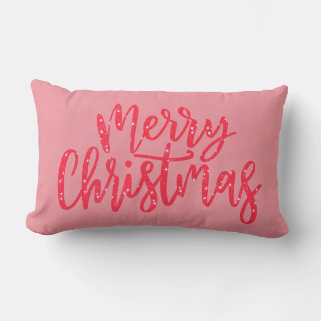 Elegant Modernes Rosa Frohe Weihnachtskalligraphie Lendenkissen (Vorderseite)