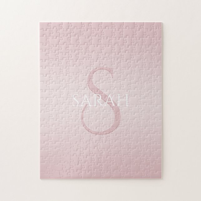 Elegant Modernes Rosa Ombre Name & Monogram (Vertikal)