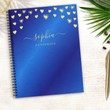Elegant Modernes Royal Blue und Gold Mit Monogramm