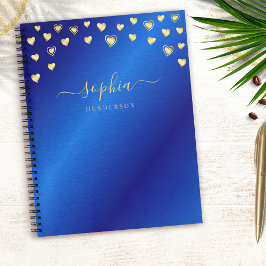 Elegant Modernes Royal Blue und Gold Mit Monogramm Notizbuch
