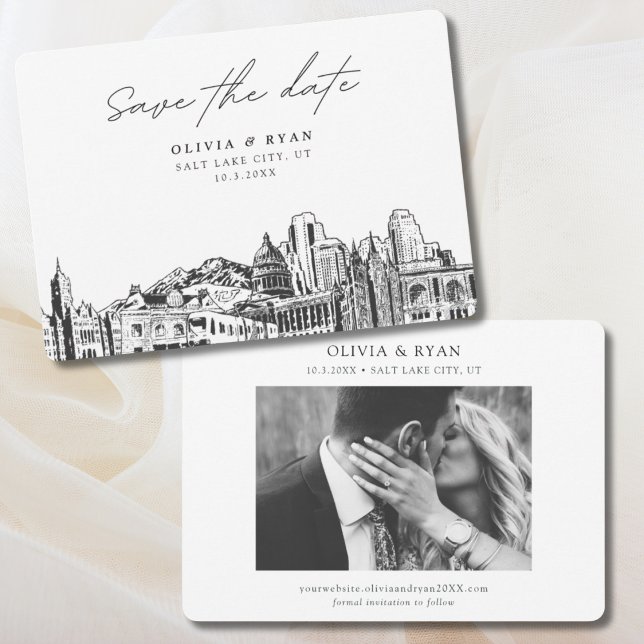 Elegant Modernes Salzkammergut Save the Date Einladung (Salt Lake City save the date invitation for SLC wedding )