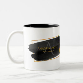 Elegant Modernes Schwarzes und Gold Zweifarbige Tasse