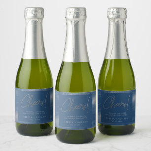 Elegant Modernes Silver Cheers Navy Blue