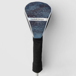 Elegant Modernes Silver Mandala Stripe Navy Blue Golf Headcover