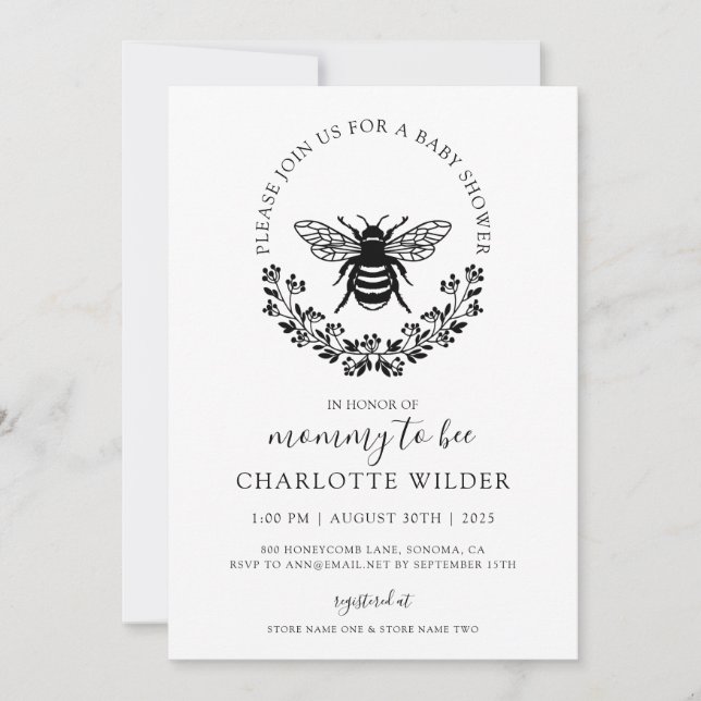 Elegant Mommy to bee Baby Shower Einladung (Vorderseite)
