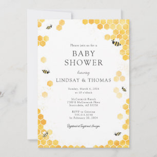 Elegant Mommy to Bee Baby Shower Einladung