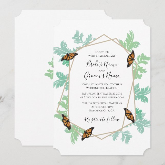 Elégant Monarque Papillon Mariage Invitations (Devant / Derrière)