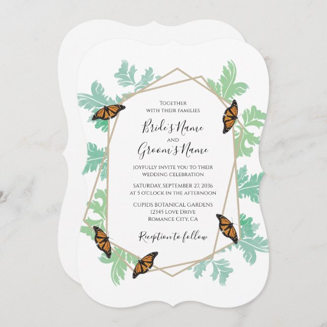 Elégant Monarque Papillon Mariage Invitations (Devant / Derrière)