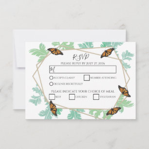 Elégant Monarque Papillon Mariage RSVP Cartes