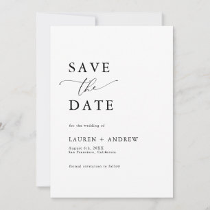 Elegant Mongram Black & White I Save the Date Einladung