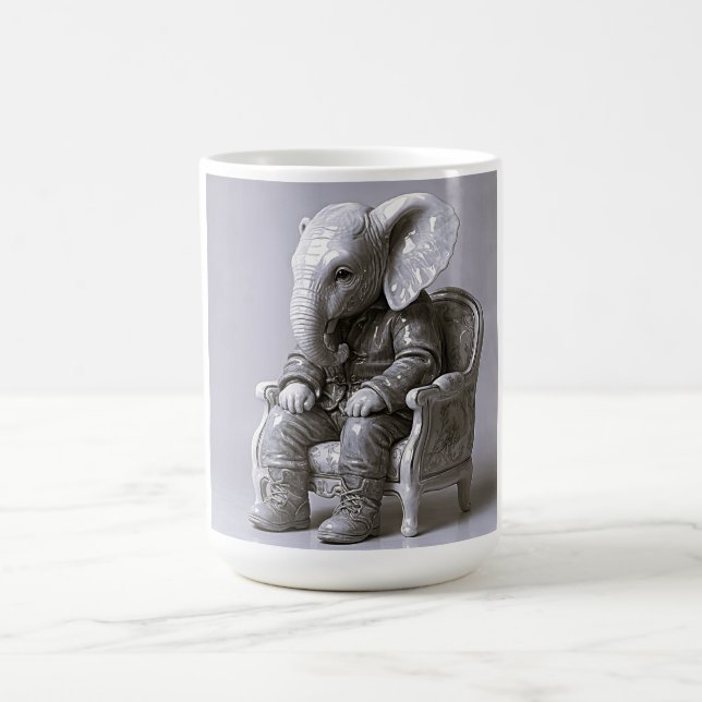 Elegant Monochrome Elephant Art Kaffeetasse (Mittel)