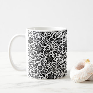 Elegant Monochrome Floral Batik Mug Coffee Cup