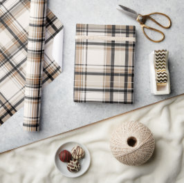 Elegant Monochrome Plaid Holiday Geschenkpapier