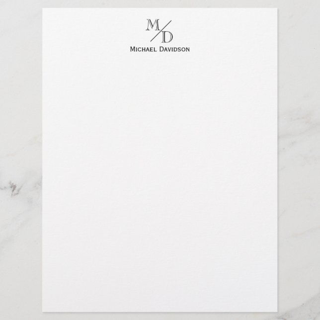 Elegant Monogram 2 Initial Beruflich formale Briefbogen (Vorderseite)