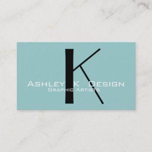 Élégant Monogram Aqua Carte de visite personnalisa